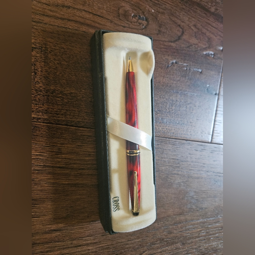Cross Dark Red with Black Marble Swirls Ballpoint Pen #822-1 Used Condition. 